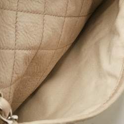 Pre Owned Chanel Light Beige Nubuck Leather Split Pocket Flap Bag