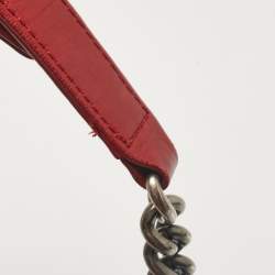 Pre Owned Chanel Red Leather Medium Paris-Edinburgh Celtic Boy Bag