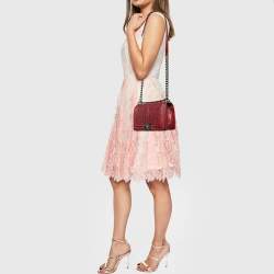 Pre Owned Chanel Red Leather Medium Paris-Edinburgh Celtic Boy Bag