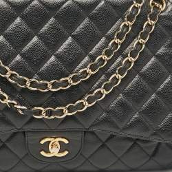 Chanel Black Caviar Quilted Leather Maxi Single Flap Bag