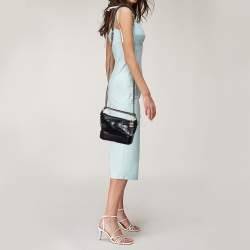 Pre Owned Chanel Black Leather and Crocodile CC Gabrielle Small Hobo