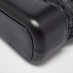 Pre Owned Chanel Black Leather and Crocodile CC Gabrielle Small Hobo