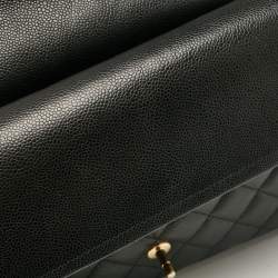 Pre Owned Chanel Black Caviar Quilted Leather Maxi Classic Double Flap Bag
