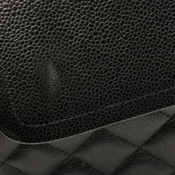 Pre Owned Chanel Black Caviar Quilted Leather Maxi Classic Double Flap Bag