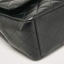 Pre Owned Chanel Black Caviar Quilted Leather Maxi Classic Double Flap Bag