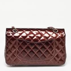Chanel Brown Patent Leather Medium Classic Double Flap Bag