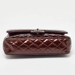 Chanel Brown Patent Leather Medium Classic Double Flap Bag