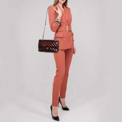 Chanel Brown Patent Leather Medium Classic Double Flap Bag