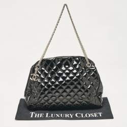 Chanel Black Quilted Patent Leather Large Just Mademoiselle Bag