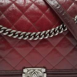 Chanel Burgundy Ombre Quilted Leather Large Boy Flap Bag