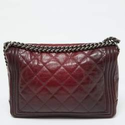 Chanel Burgundy Ombre Quilted Leather Large Boy Flap Bag