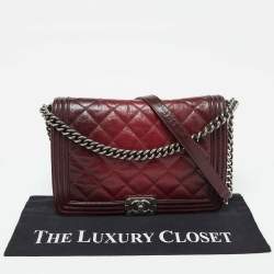 Chanel Burgundy Ombre Quilted Leather Large Boy Flap Bag