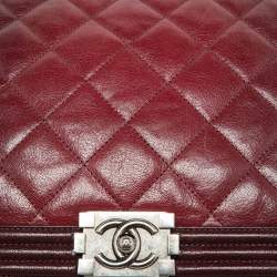 Chanel Burgundy Ombre Quilted Leather Large Boy Flap Bag