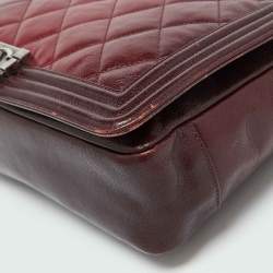 Chanel Burgundy Ombre Quilted Leather Large Boy Flap Bag
