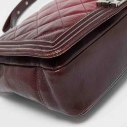 Chanel Burgundy Ombre Quilted Leather Large Boy Flap Bag