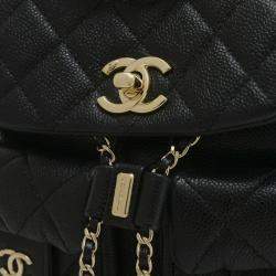 Chanel Black Caviar Skin Matelasse Chain Backpack