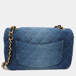 Pre Owned Chanel Blue Denim Matelasse Gradient Shoulder Bag