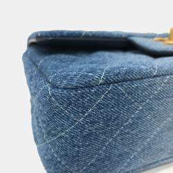 Pre Owned Chanel Blue Denim Matelasse Gradient Shoulder Bag