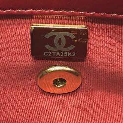 Chanel Red Lambskin Coco Mark Matelasse 3 Chain Shoulder Bag