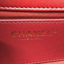 Chanel Red Lambskin Coco Mark Matelasse 3 Chain Shoulder Bag