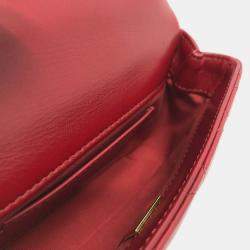 Chanel Red Lambskin Coco Mark Matelasse 3 Chain Shoulder Bag