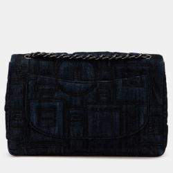 Chanel Indigo Blue Denim Perfume Embroidery Chain Shoulder Bag