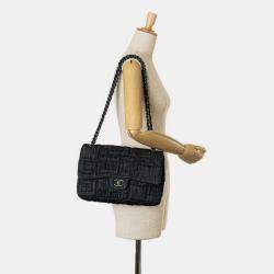 Chanel Indigo Blue Denim Perfume Embroidery Chain Shoulder Bag