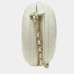 Chanel Ivory Leather Matelasse Round Chain Shoulder bag