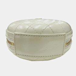 Chanel Ivory Leather Matelasse Round Chain Shoulder bag