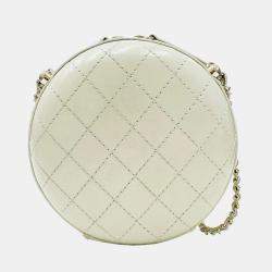 Chanel Ivory Leather Matelasse Round Chain Shoulder bag