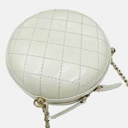 Chanel Ivory Leather Matelasse Round Chain Shoulder bag