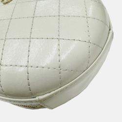 Chanel Ivory Leather Matelasse Round Chain Shoulder bag