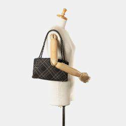 Chanel Grey Suede Leather Wild Stitch Coco Mark Chain Shoulder Bag