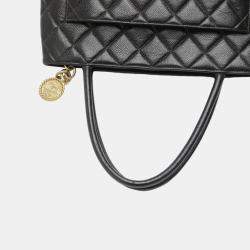 Pre Owned Chanel Matte Black Caviar Skin Reproduction Tote Bag