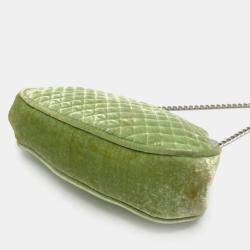Pre Owned Chanel Green CC Mark Kisslock Bag Chain Shoulder Bag