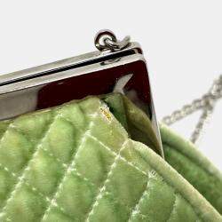 Pre Owned Chanel Green CC Mark Kisslock Bag Chain Shoulder Bag