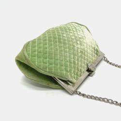 Pre Owned Chanel Green CC Mark Kisslock Bag Chain Shoulder Bag