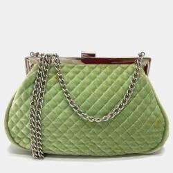 Pre Owned Chanel Green CC Mark Kisslock Bag Chain Shoulder Bag