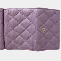 Chanel Light Purple Matelasse Small Flap CC Pearl Coco Mark Bi-fold Wallet