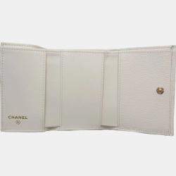Chanel White Caviar Skin Classic Small Flap Matelasse Trifold Wallet