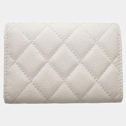Chanel White Caviar Skin Classic Small Flap Matelasse Trifold Wallet