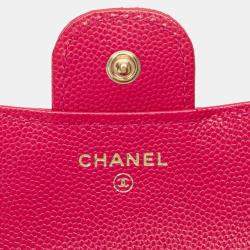 Chanel Pink Caviar Skin Matelasse Coco Mark Classic Small Flap Bi-fold Wallet
