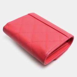 Chanel Pink Matelasse Small Flap Trifold Wallet