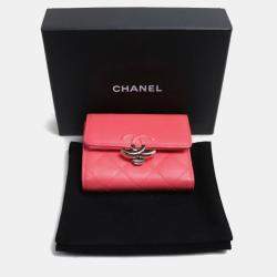 Chanel Pink Matelasse Small Flap Trifold Wallet