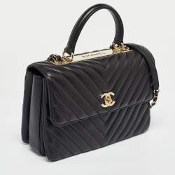 Chanel Black Chevron Leather Medium Trendy CC Flap Bag