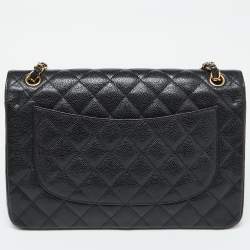 Pre Owned Chanel Black Caviar Quilted Leather Large Classic Double Flap Bag
