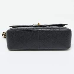 Pre Owned Chanel Black Caviar Quilted Leather Large Classic Double Flap Bag
