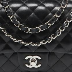 Pre Owned Chanel Black Quilted Leather Medium Classic Double Flap Bag