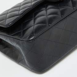 Pre Owned Chanel Black Quilted Leather Medium Classic Double Flap Bag