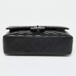 Pre Owned Chanel Black Quilted Leather Medium Classic Double Flap Bag